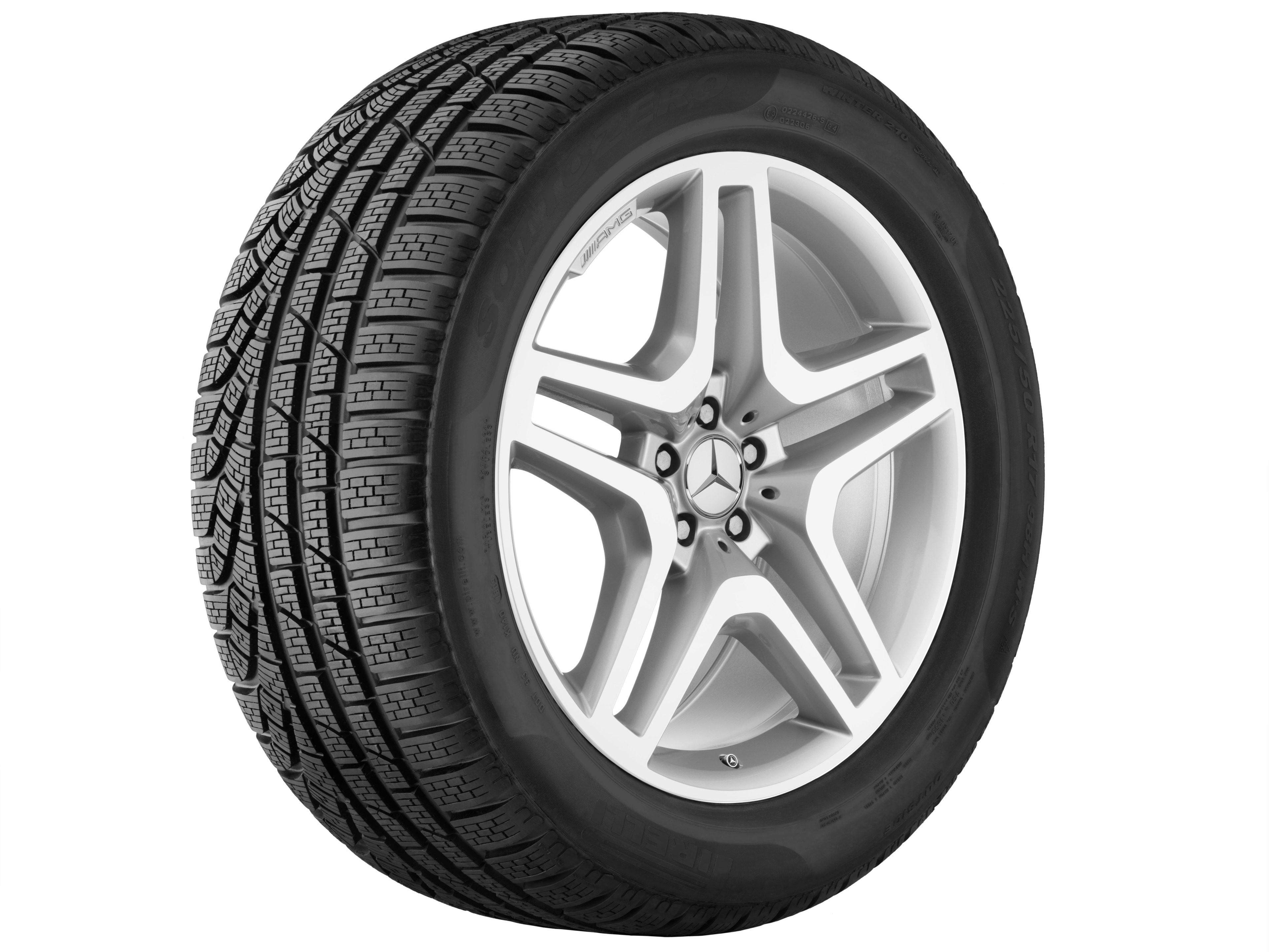 AMG 5-twin-spoke wheel, 53.3 cm (21-inch) - 10 J x 21 ET 46, silver-coloured, high-sheen