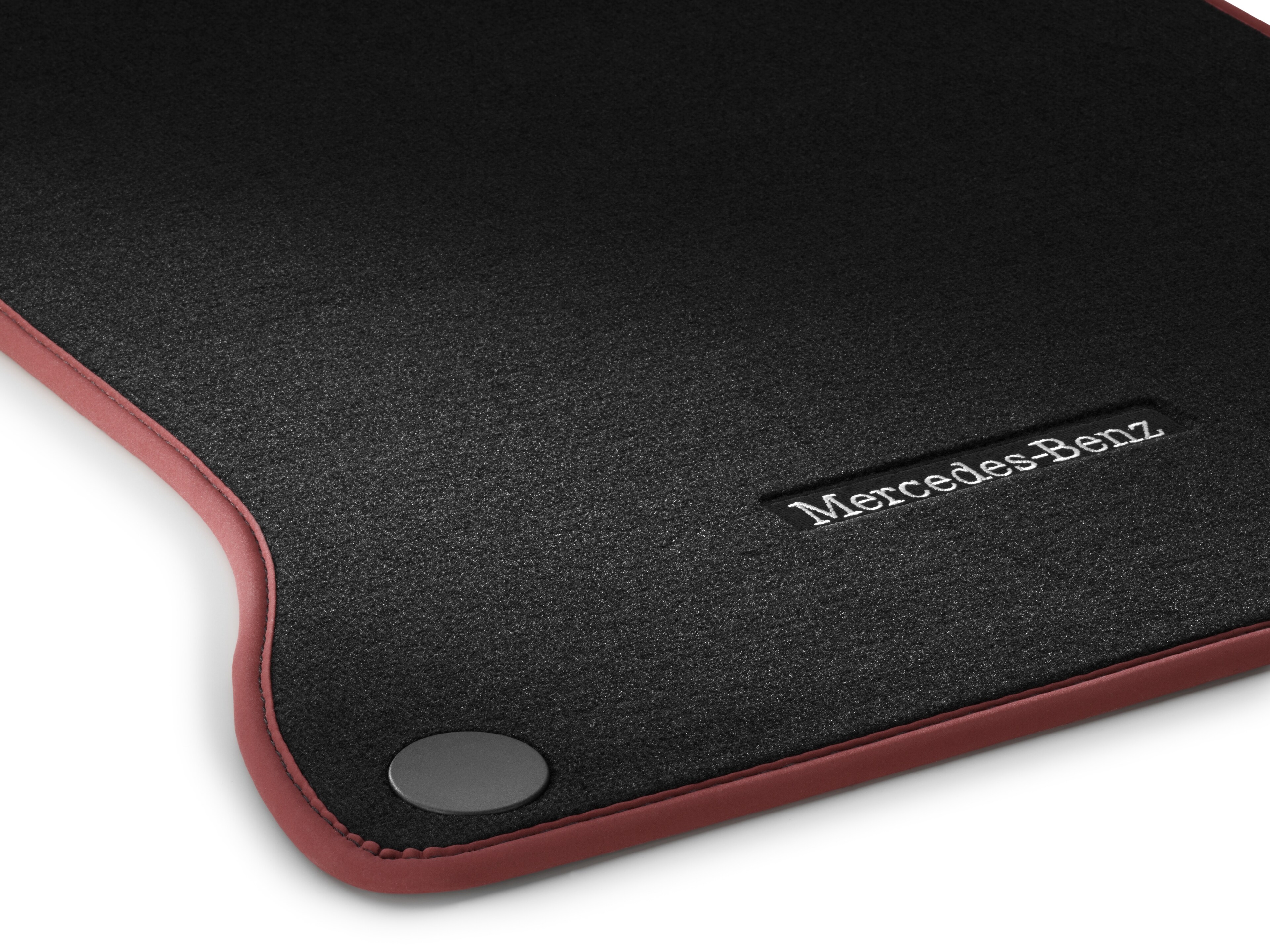 Velour floor mats CLASSIC, Set, Set of 4 - RHD, black / cranberry red, Cranberry red edging
