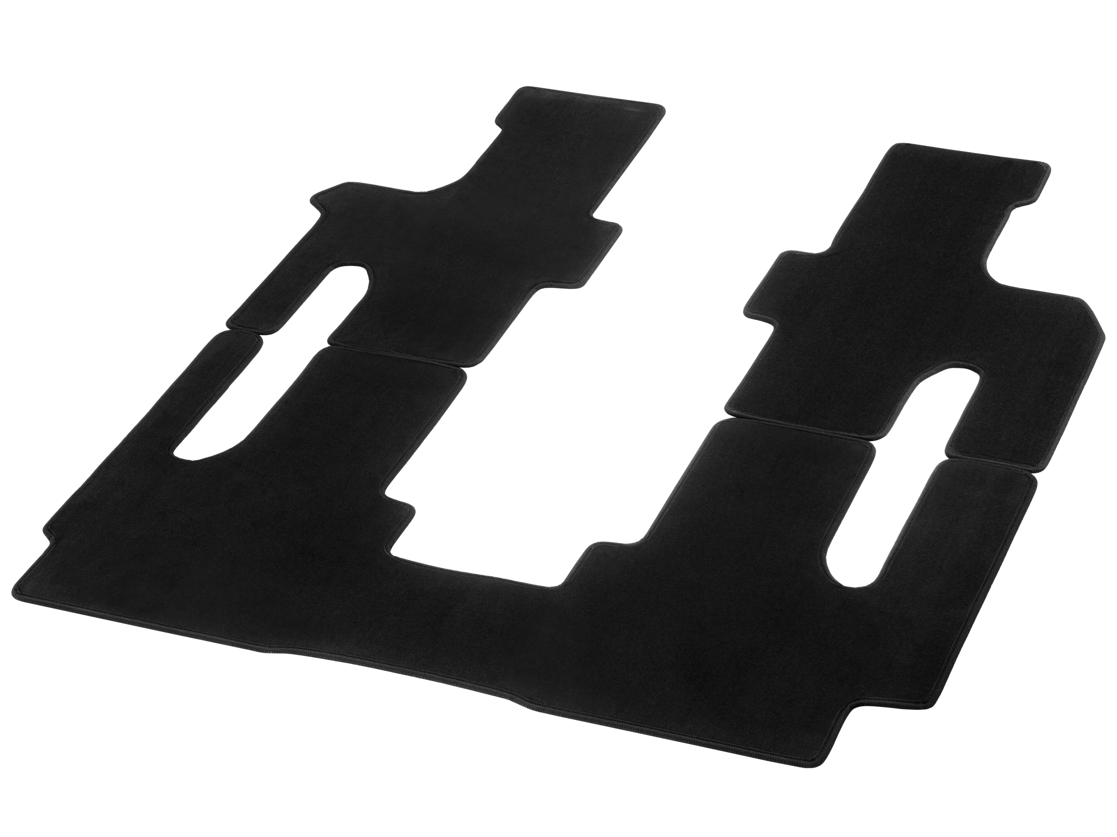 Velour floor mats, Passenger compartment, with twin rail, 1 sliding door, with/without table (YE2), set of 3 - LHD/RHD, black