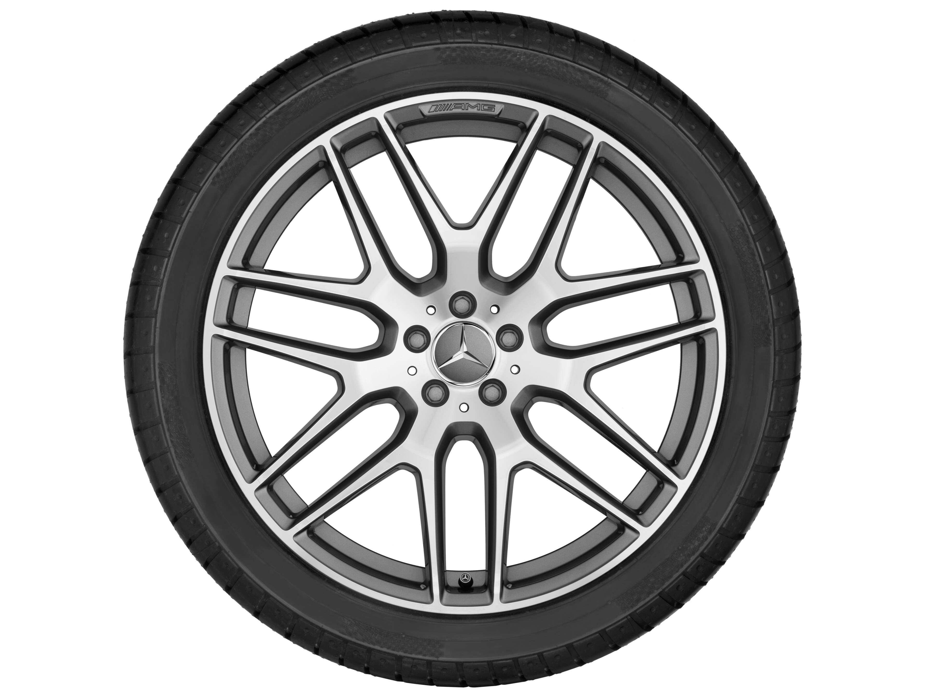 AMG light-alloy wheel, in cross-spoke design, 55.9 cm (22-inch) - 10 J x 22 ET 56, titanium grey, high-sheen