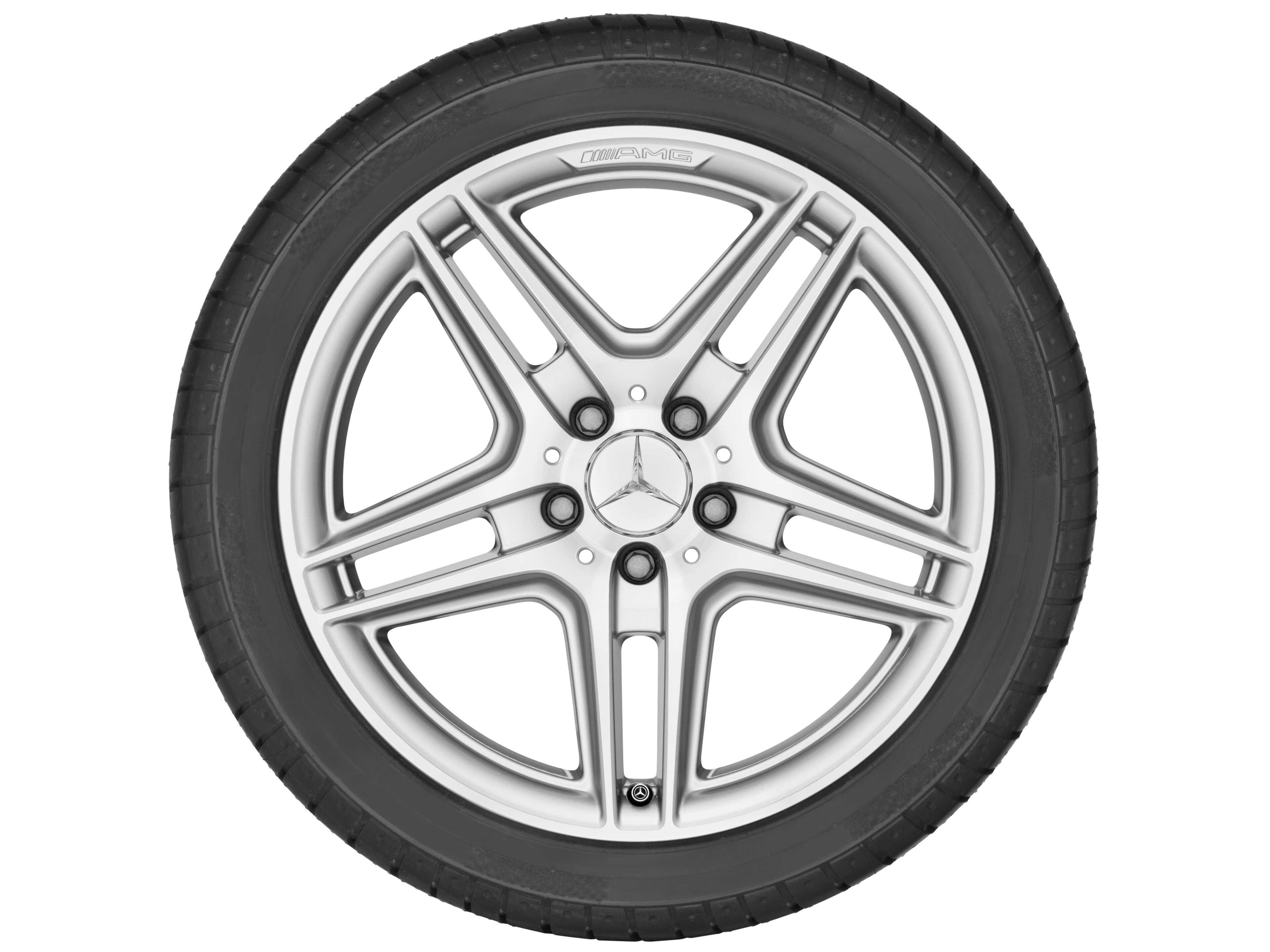 AMG 5-twin-spoke wheel, 45.7 cm (18-inch) - 8 J x 18 ET 50, silver-coloured, high-sheen