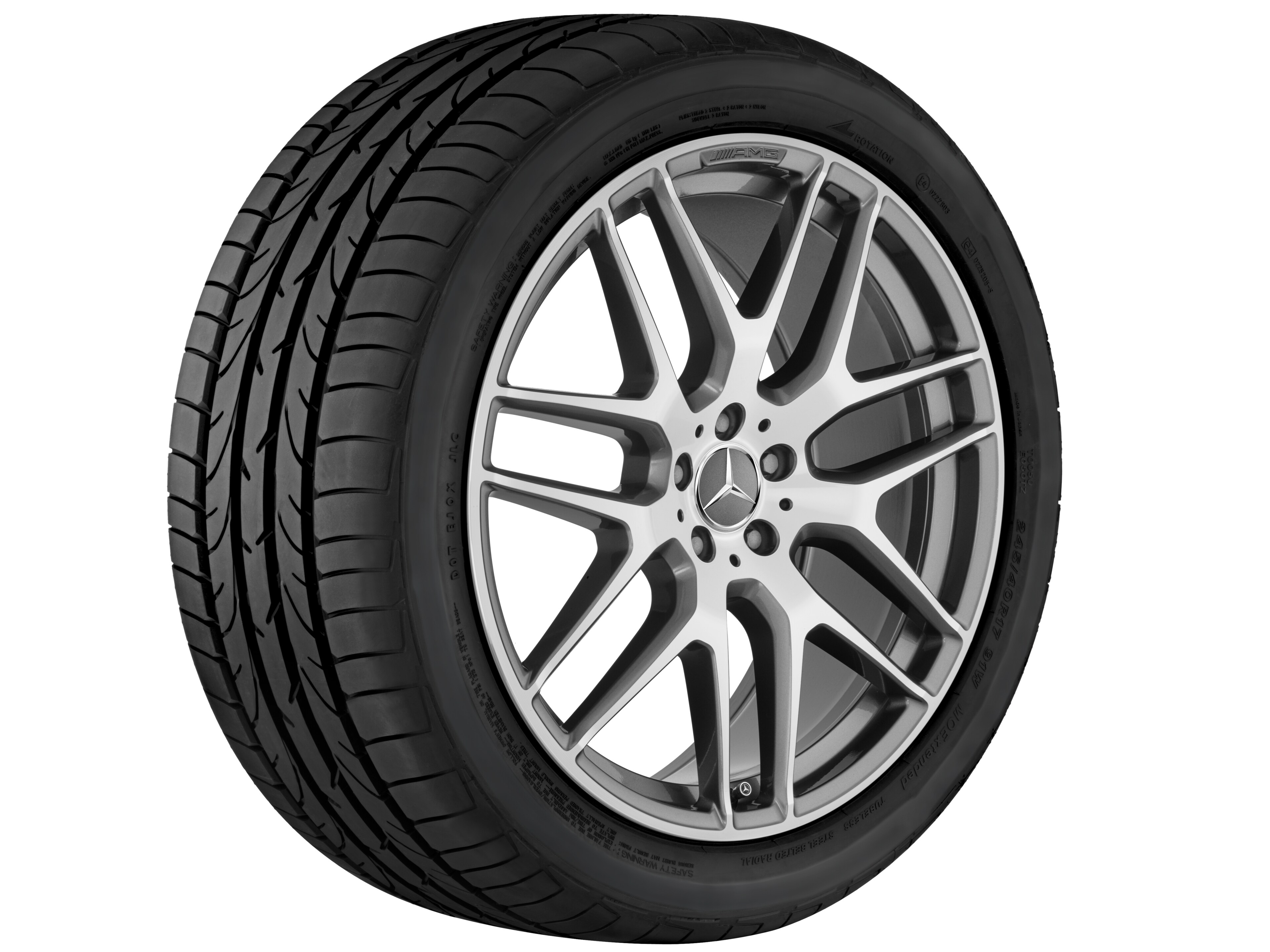 AMG light-alloy wheel, in cross-spoke design, 55.9 cm (22-inch) - 11,5 J x 22 ET 42, titanium grey, high-sheen