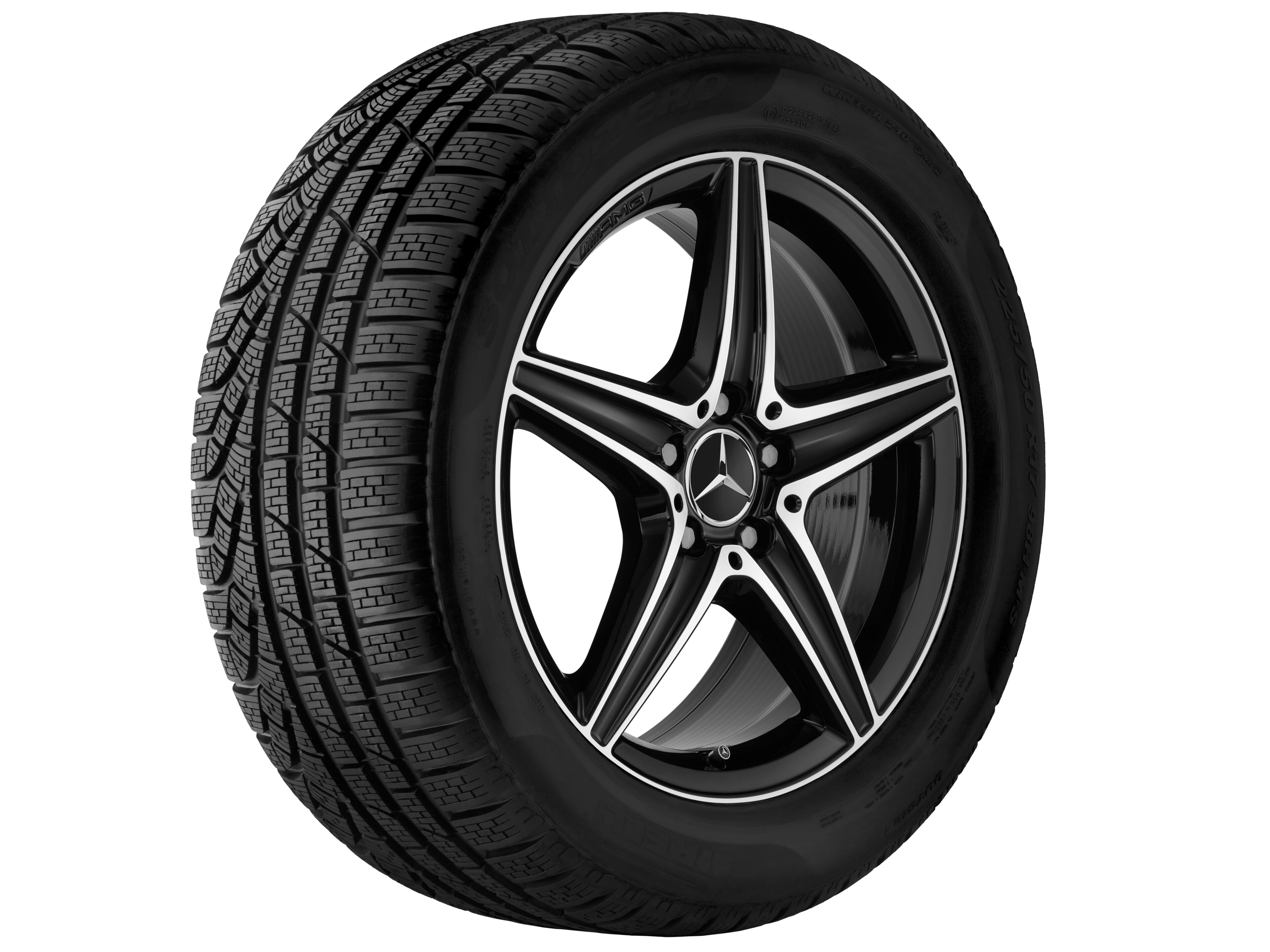 AMG 5-spoke wheel, 45.7 cm (18-inch) - 9 J x 18 ET 49, black, high-sheen