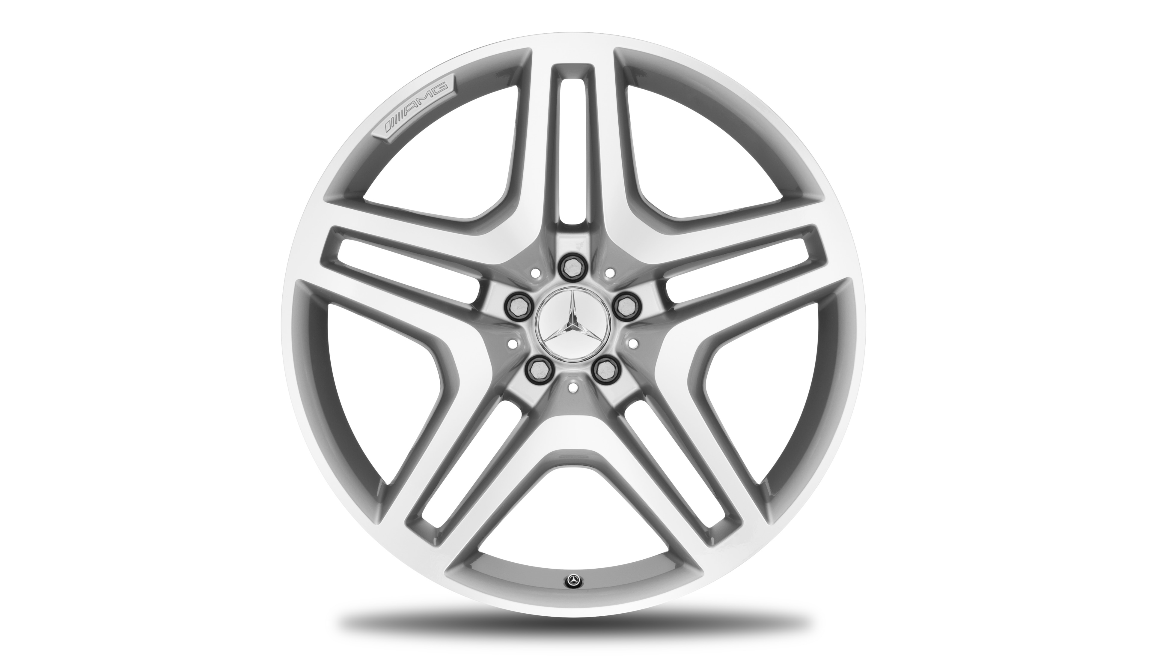 AMG 5-twin-spoke wheel, 53.3 cm (21-inch) - 10 J x 21 ET 46, silver-coloured, high-sheen