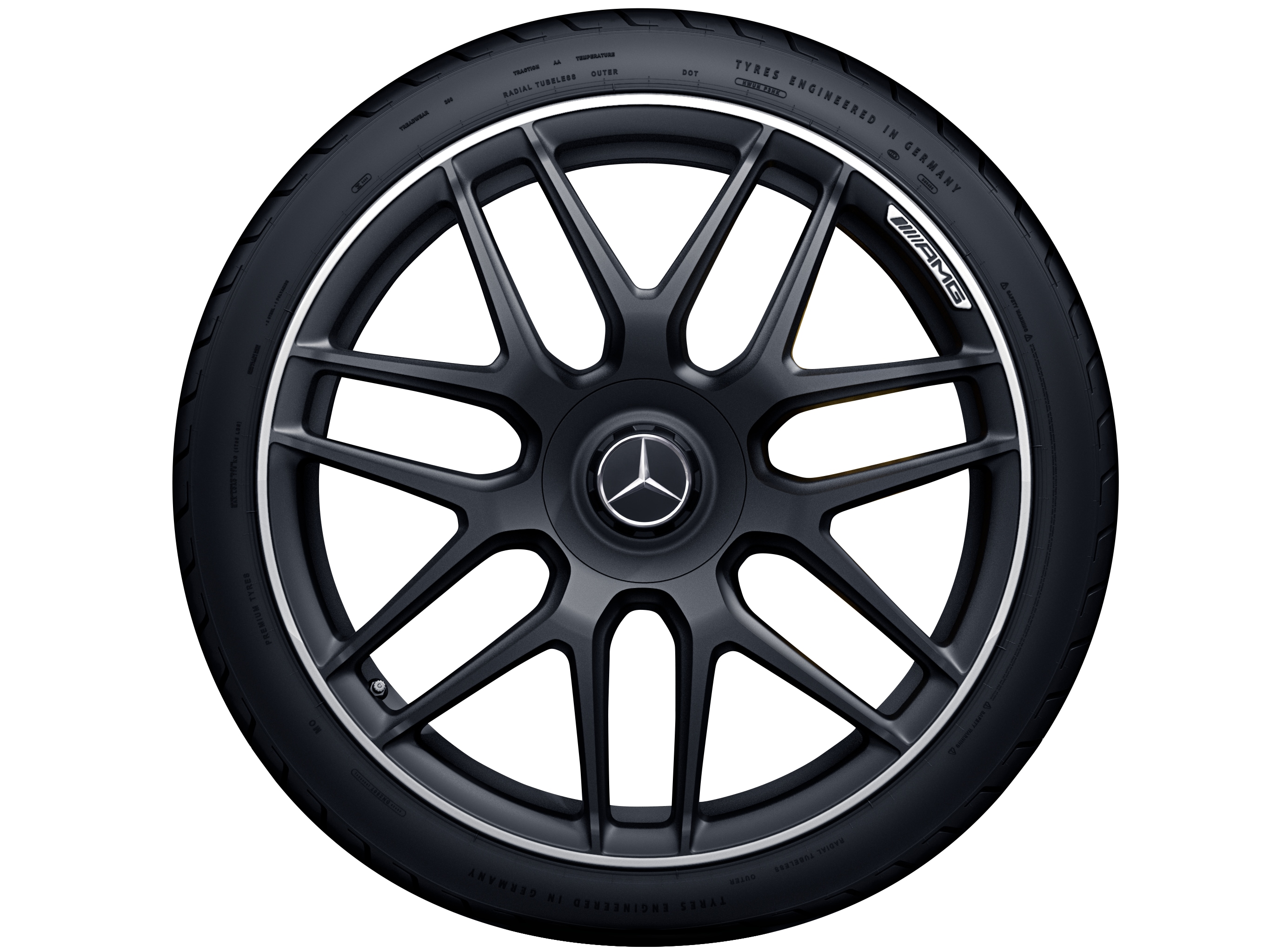AMG forged wheel in cross-spoke design, 50.8 cm (20-inch), High-sheen rim flange - 9,5 J x 20 ET 25, matt black, high-sheen rim flange
