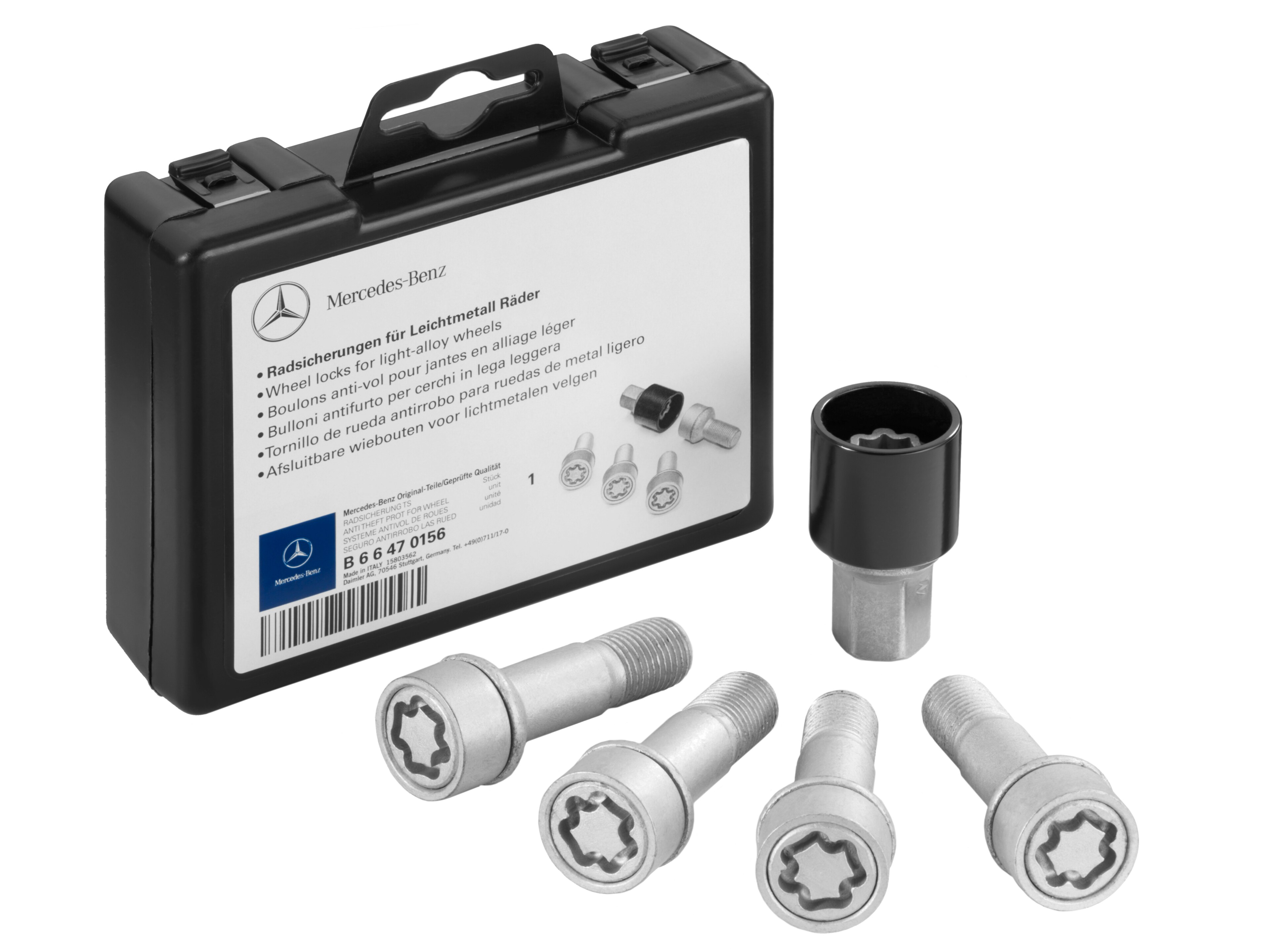 Rim lock set, M14 x 1.5 x 45 - silver-coloured