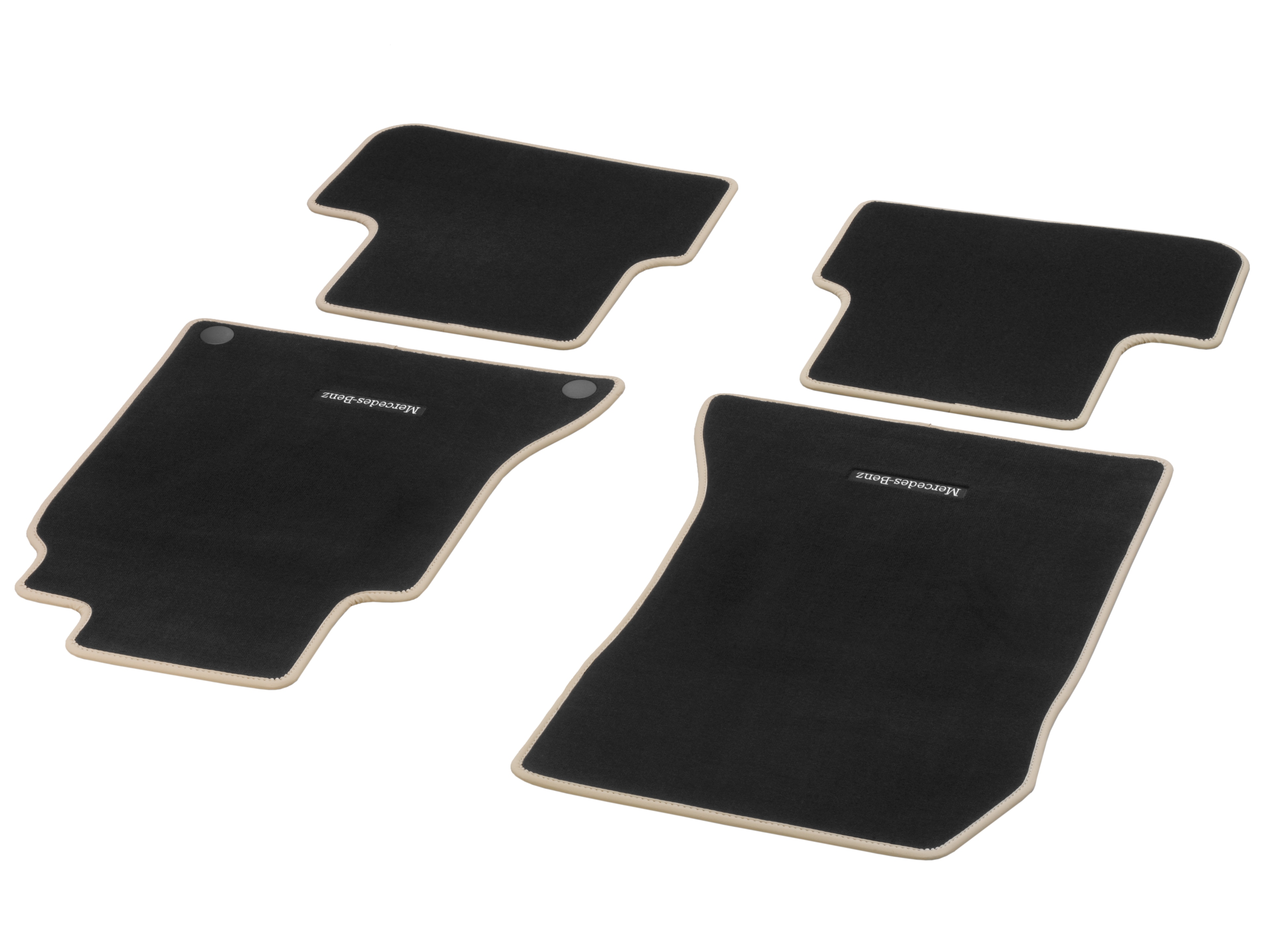 Velour floor mats CLASSIC, Set, Set of 4 - RHD, black / como beige, Comobeige edging