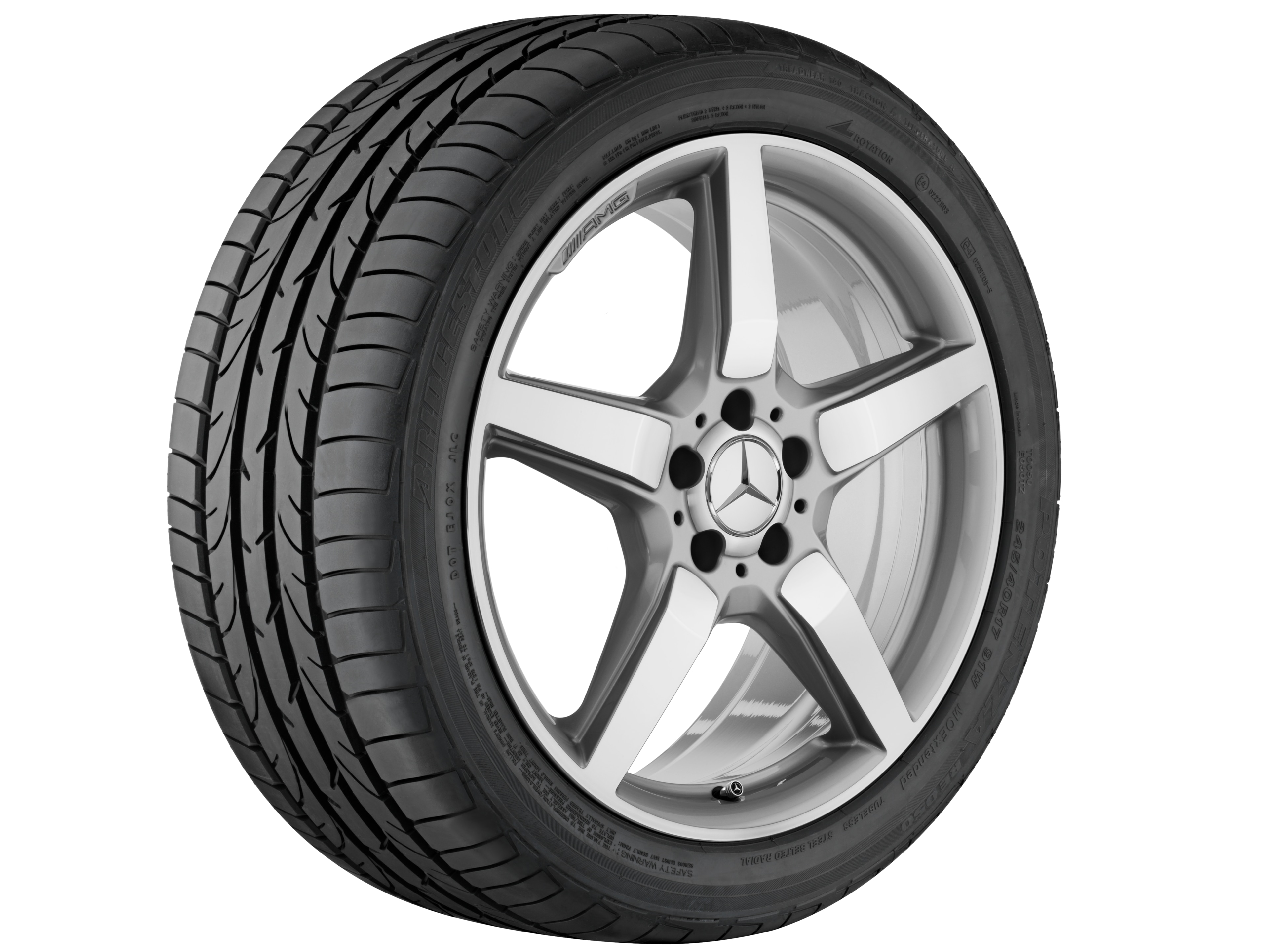 AMG 5-spoke wheel, 48.3 cm (19-inch) - 9,5 J x 19 ET 48, silver-coloured, high-sheen
