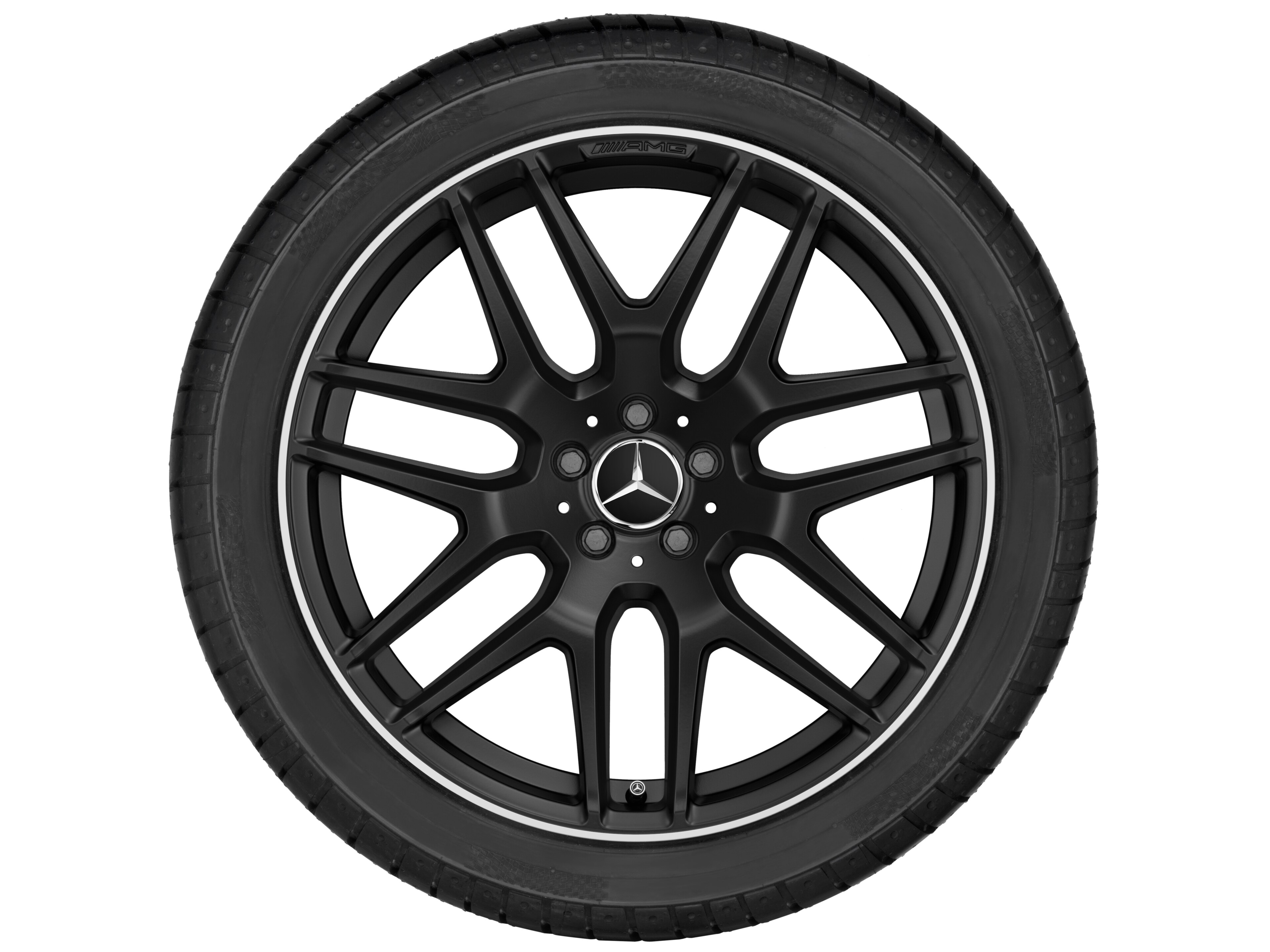 AMG light-alloy wheel, in cross-spoke design, 53.3 cm (21-inch), High-sheen rim flange - 10 J x 21 ET 46, matt black, high-sheen rim flange