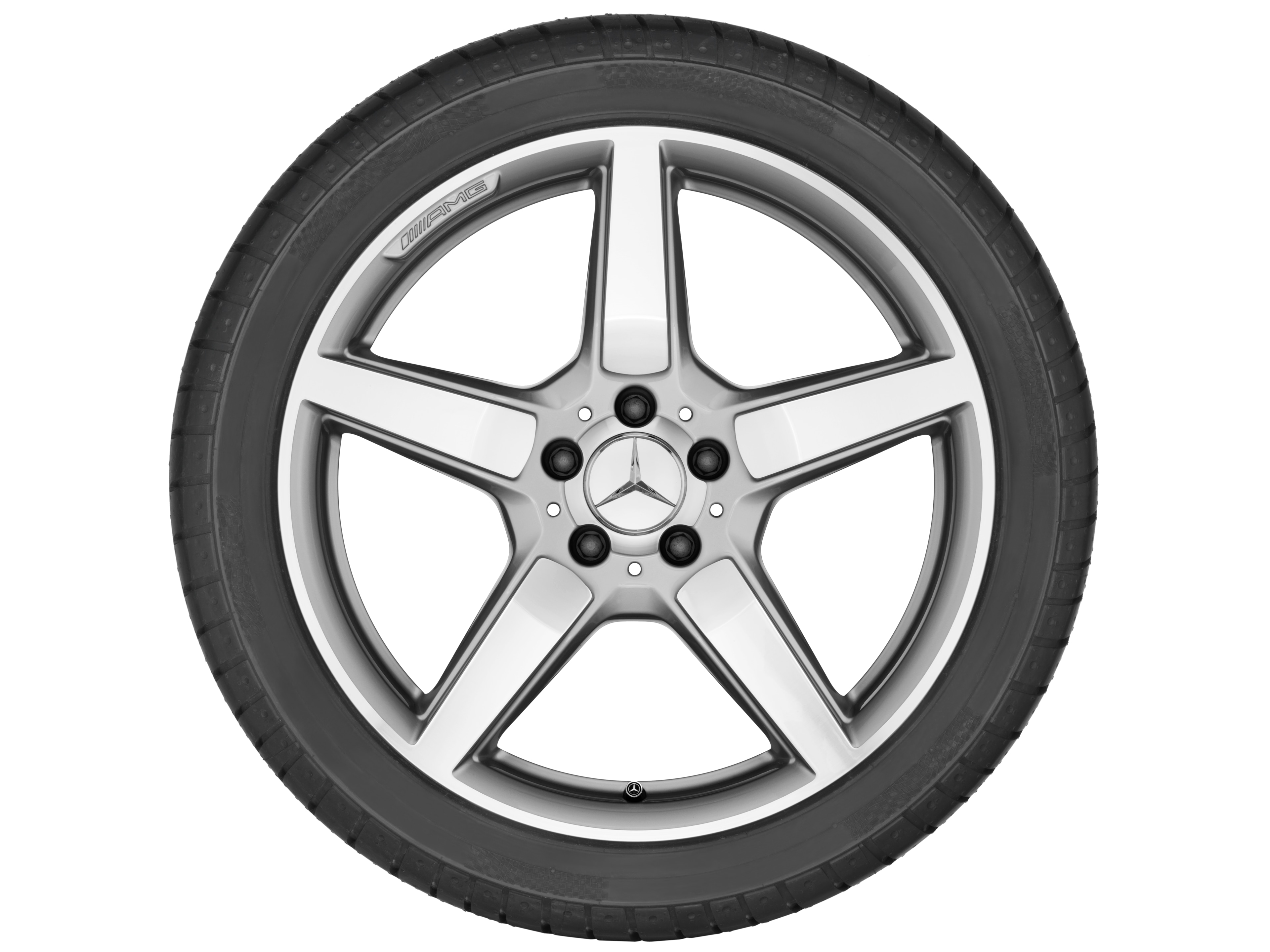 AMG 5-spoke wheel, 48.3 cm (19-inch) - 9,5 J x 19 ET 48, silver-coloured, high-sheen