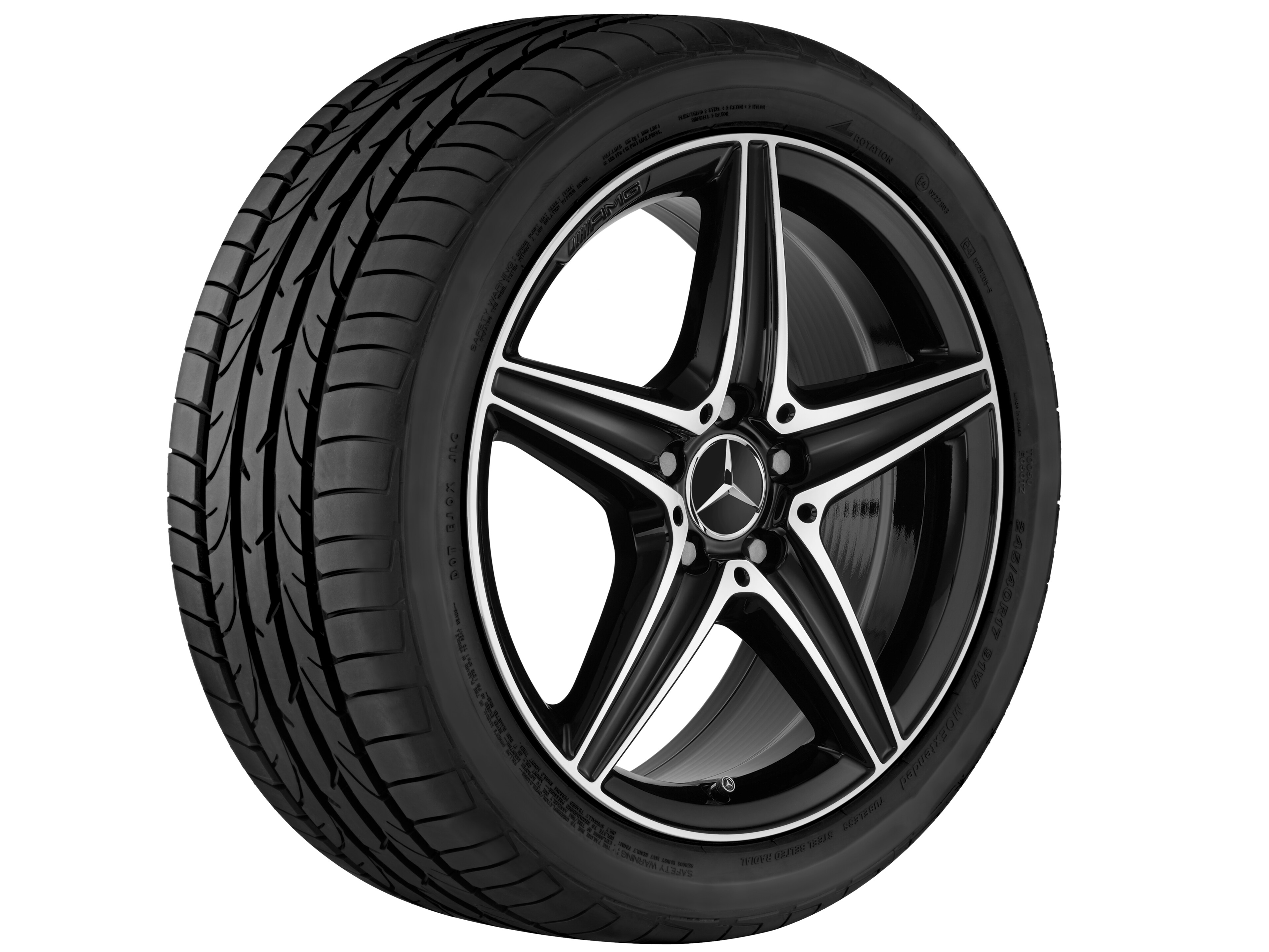 AMG 5-spoke wheel, 45.7 cm (18-inch) - 9 J x 18 ET 49, black, high-sheen