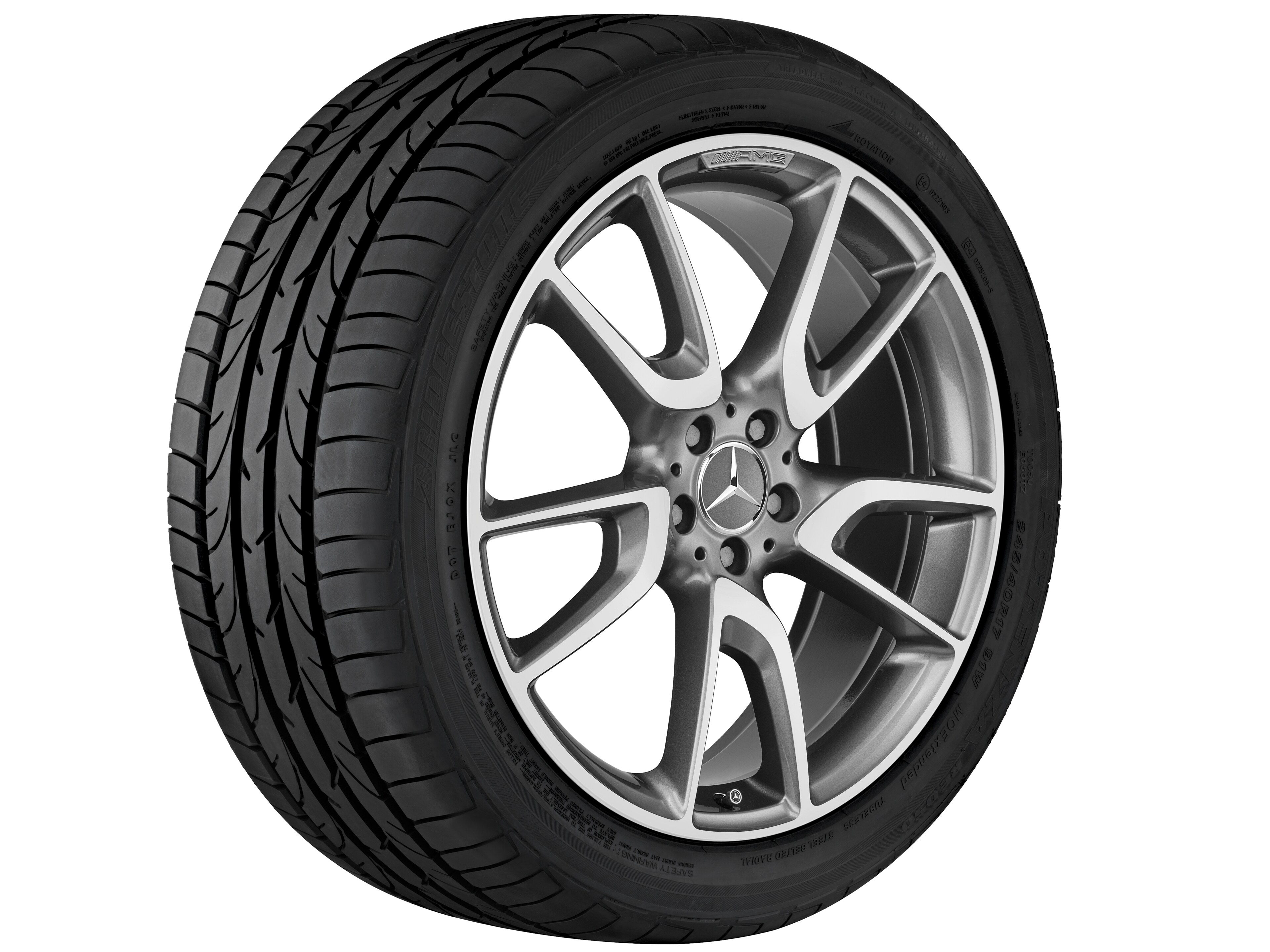 AMG 5-twin-spoke wheel, 53.3 cm (21-inch) - 8,5 J x 21 ET 40, titanium grey, high-sheen