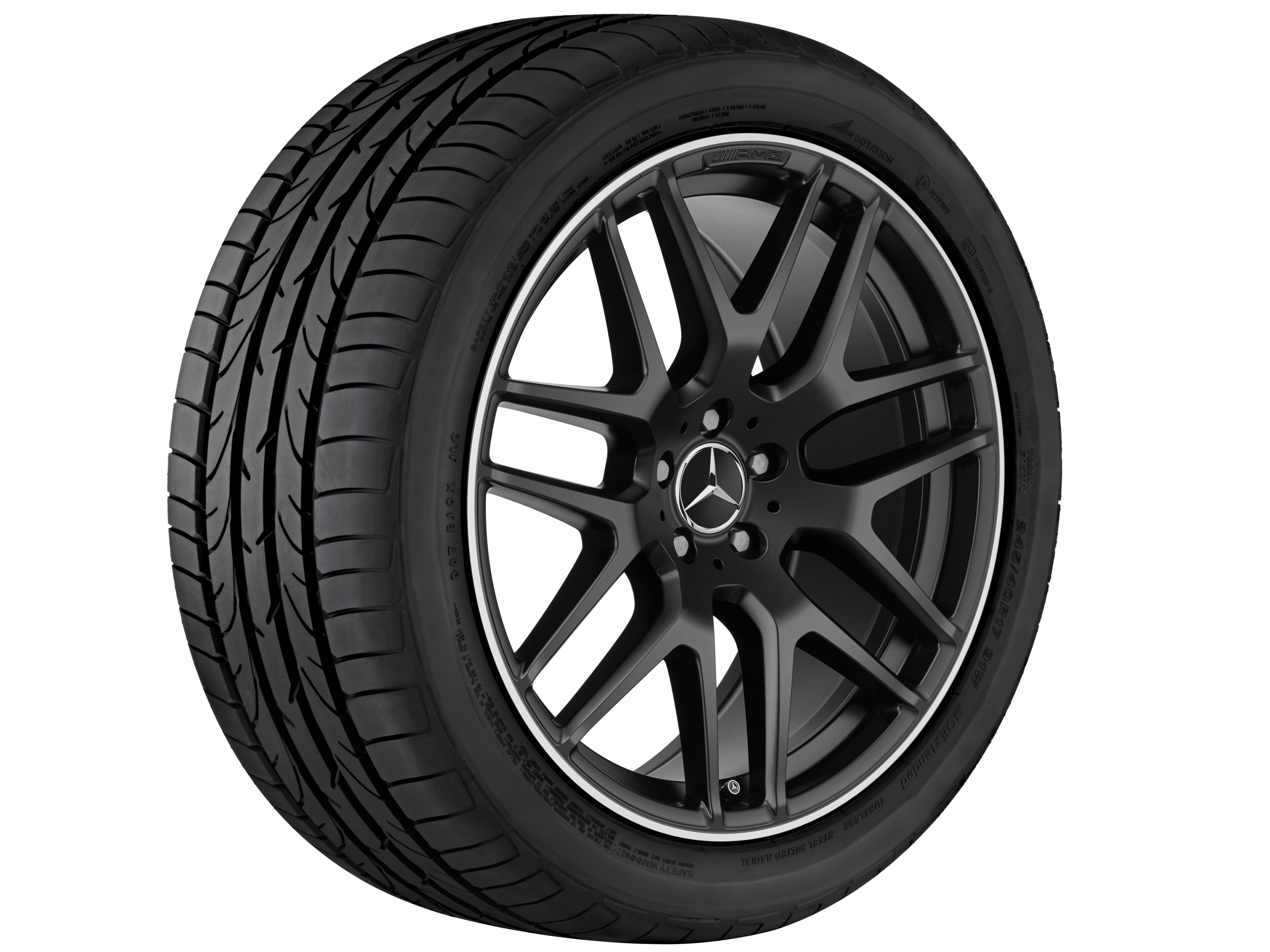 AMG light-alloy wheel, in cross-spoke design, 53.3 cm (21-inch), High-sheen rim flange - 10 J x 21 ET 46, matt black, high-sheen rim flange