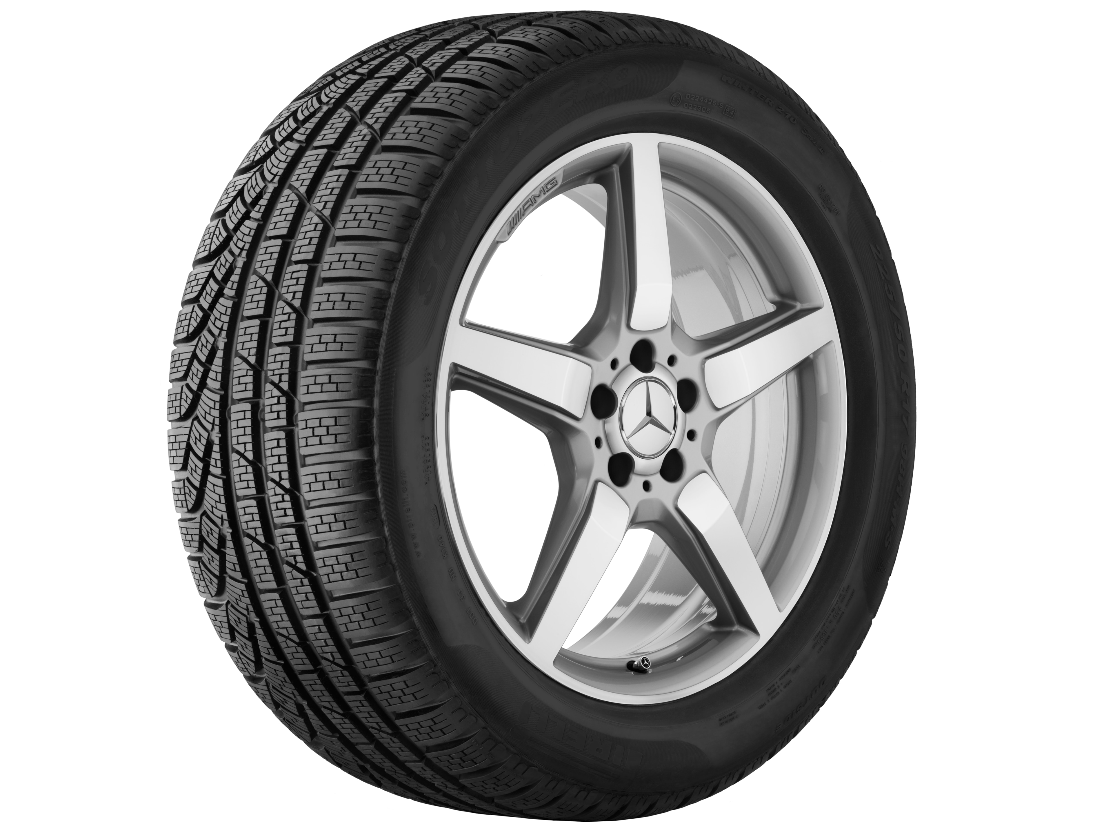 AMG 5-spoke wheel, 48.3 cm (19-inch) - 9,5 J x 19 ET 48, silver-coloured, high-sheen