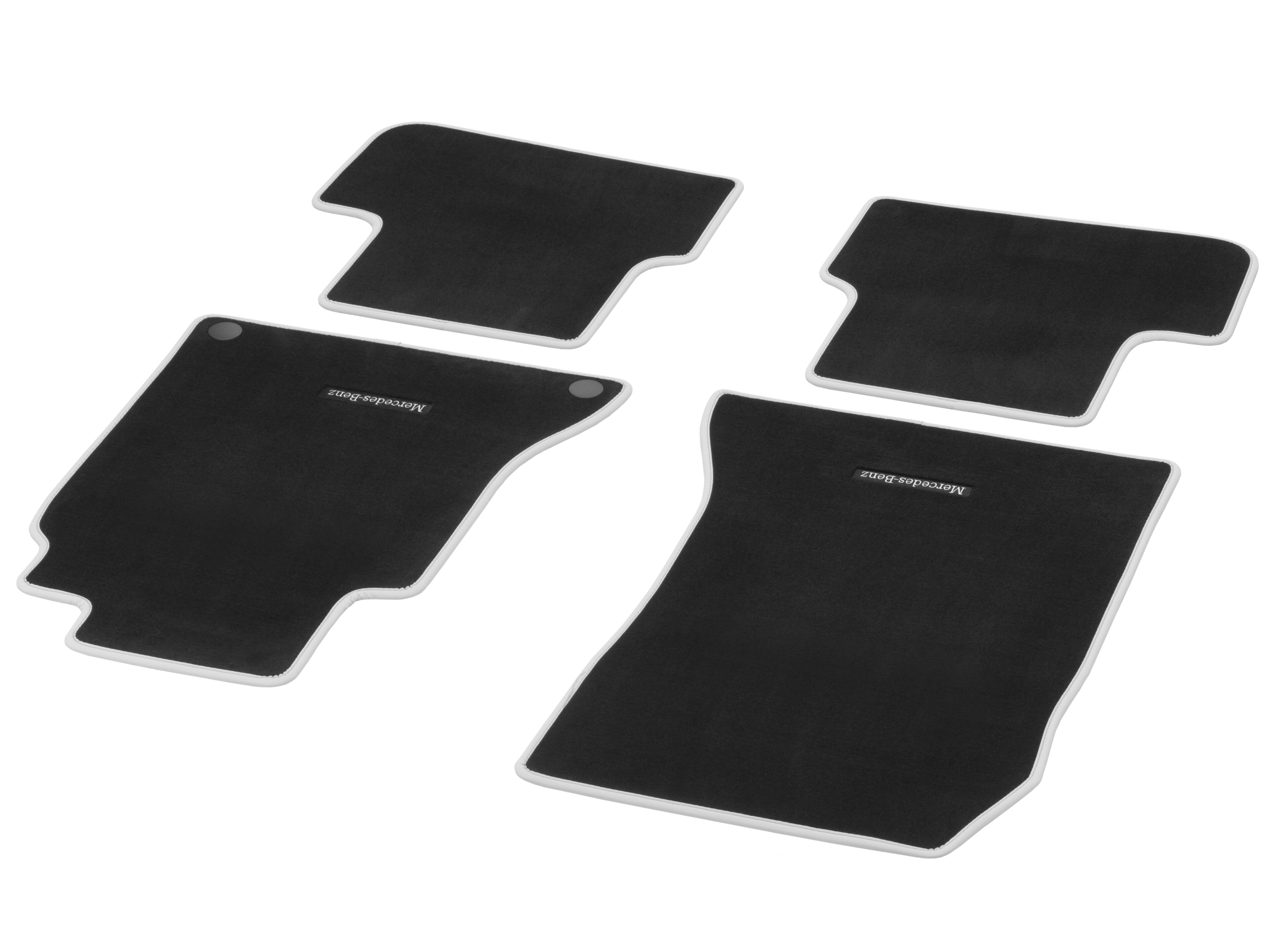 Velour floor mats CLASSIC, Set, Set of 4 - RHD, black / crystal grey, Crystal grey edging
