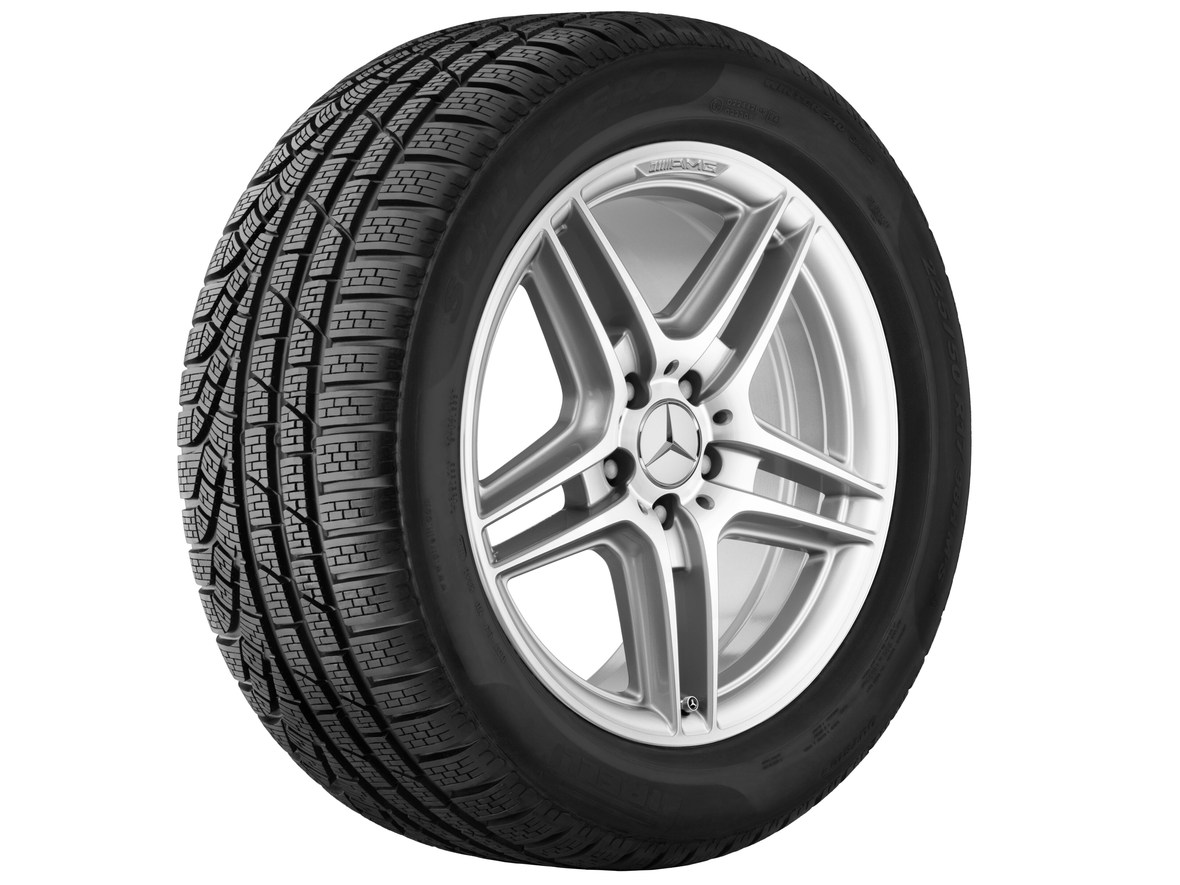 AMG 5-twin-spoke wheel, 45.7 cm (18-inch) - 8 J x 18 ET 50, silver-coloured, high-sheen