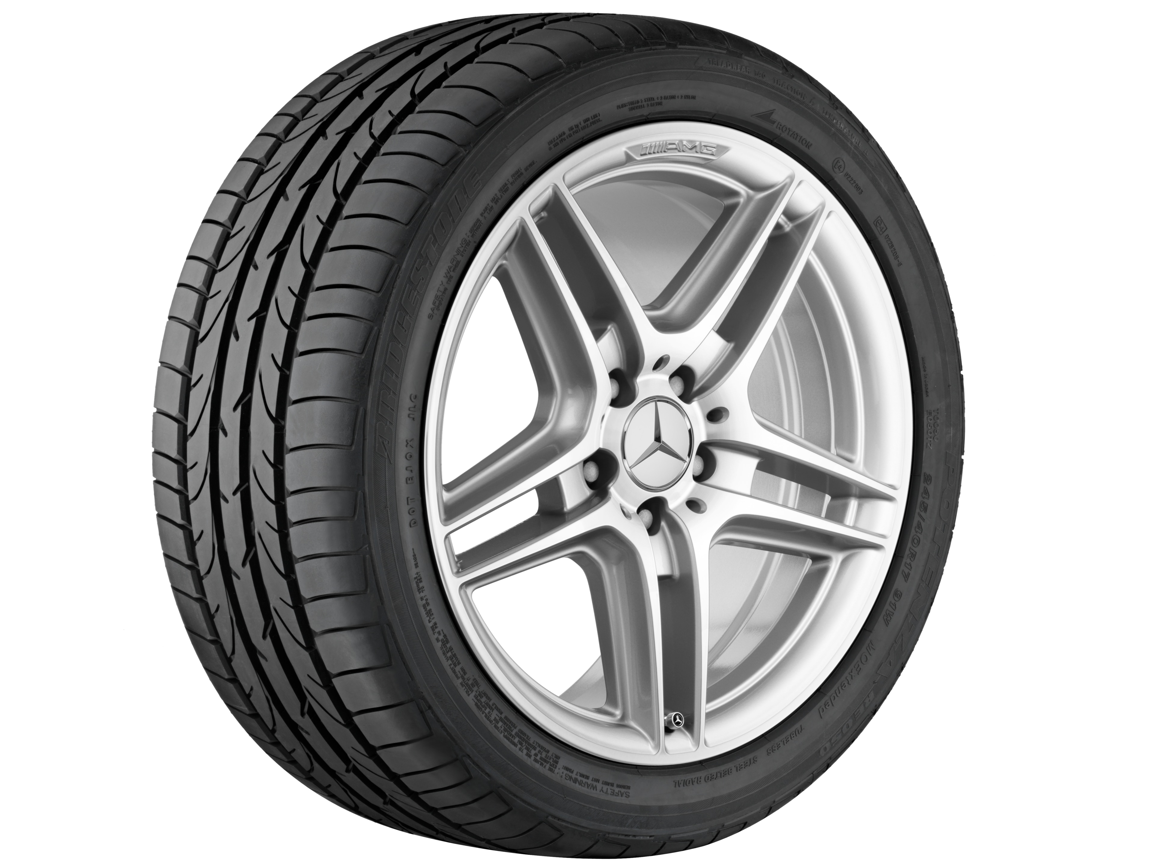 AMG 5-twin-spoke wheel, 45.7 cm (18-inch) - 8 J x 18 ET 50, silver-coloured, high-sheen