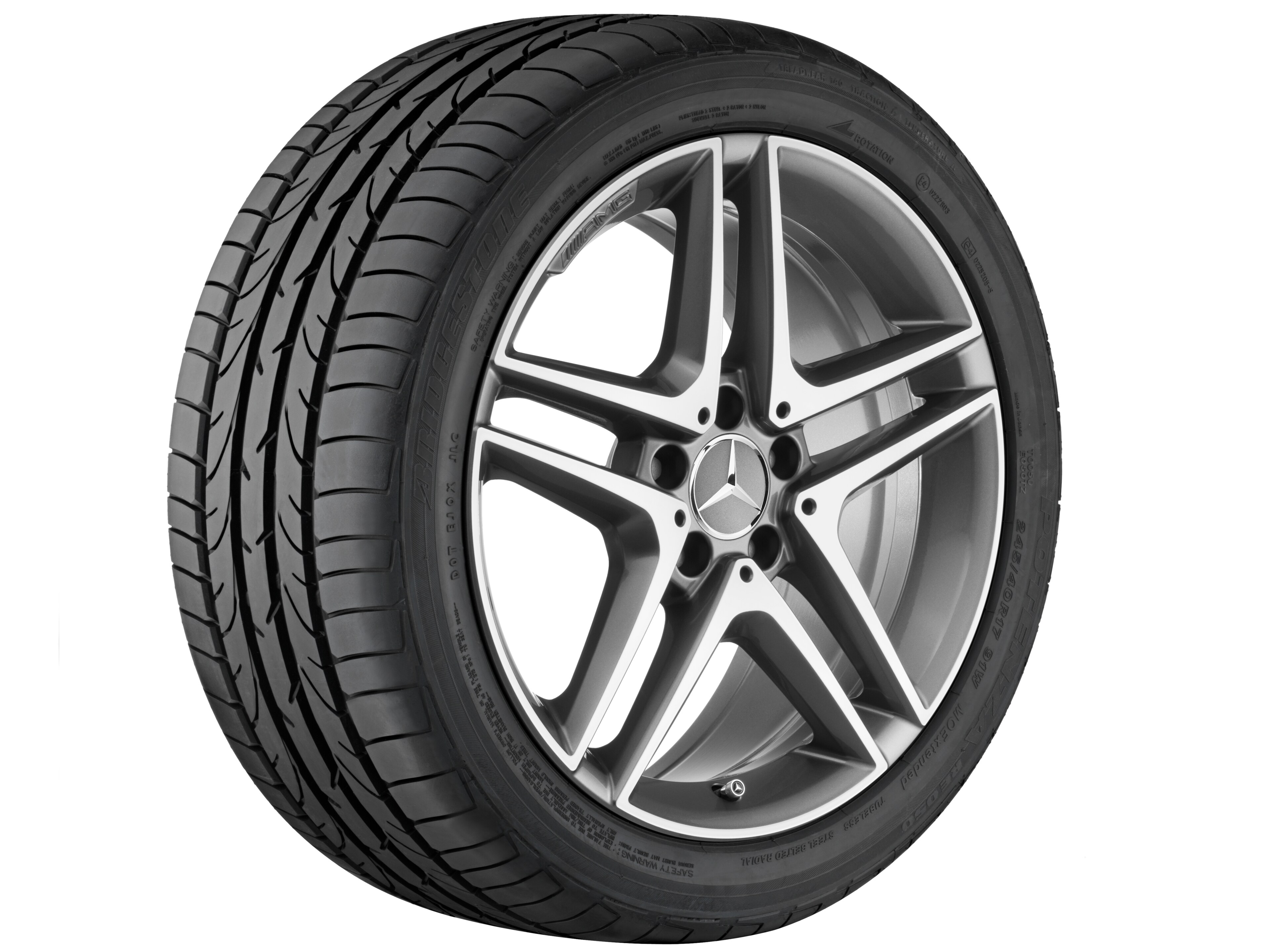 AMG 5-twin-spoke wheel, 45.7 cm (18-inch) - 8 J x 18 ET 48, titanium grey, high-sheen