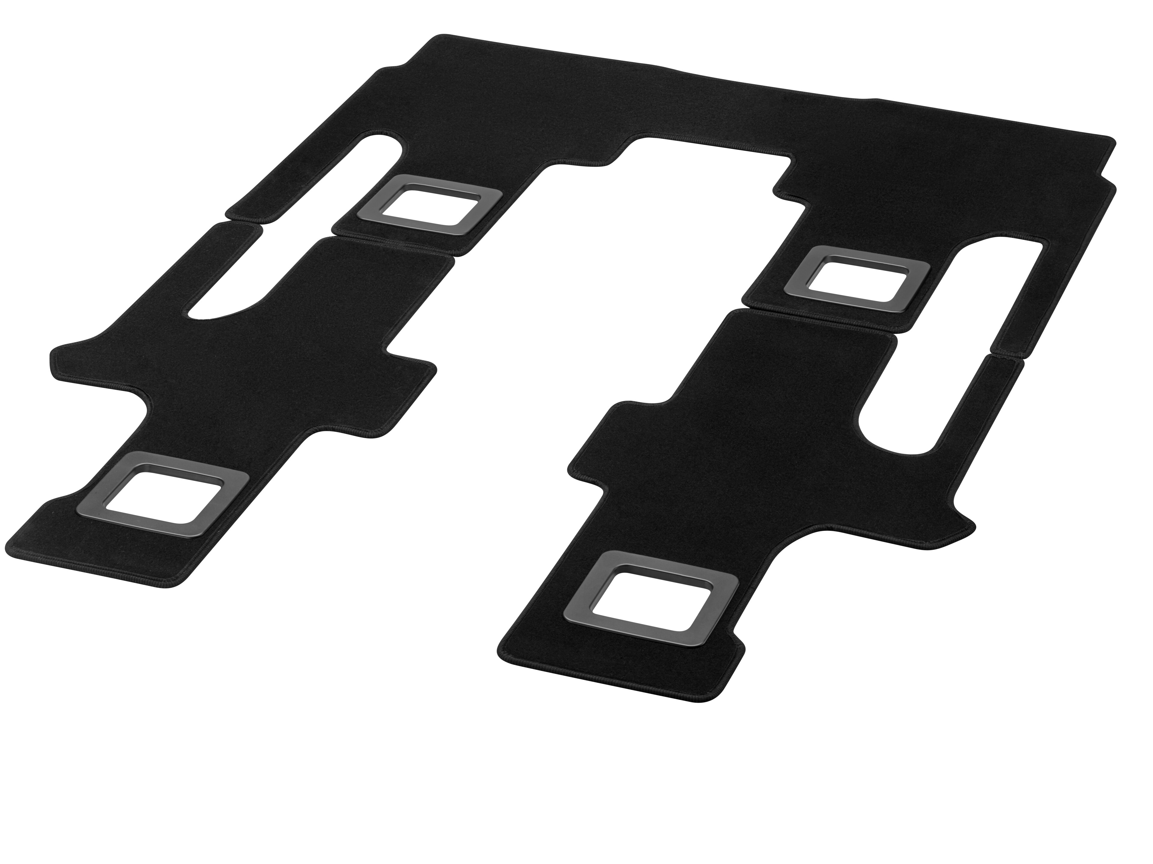 Velour floor mats, Passenger compartment, with twin rail, 2 sliding doors (T19), with/without table (YE2), set of 3, with rear air conditioning (H05) - LHD/RHD, black